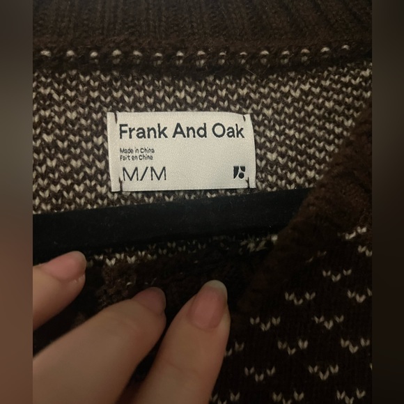 Frank & Oak Men Brown Pattern Long Sleeve Sweater Size Medium - Picture 2 of 8